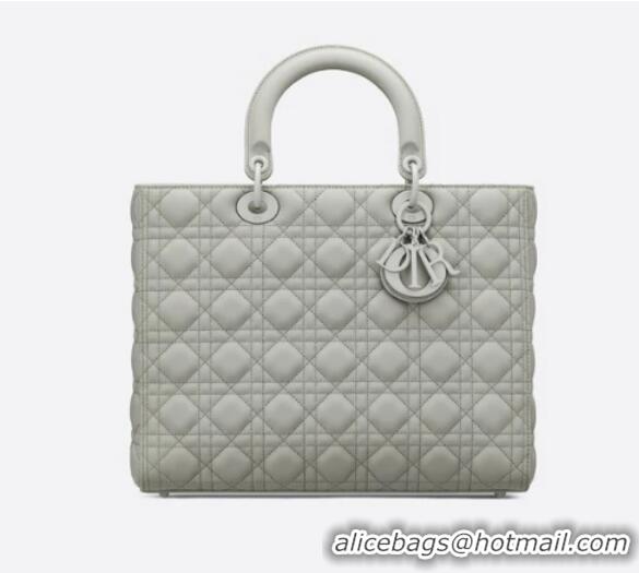 Super Quality LARGE LADY DIOR BAG Gray Ultramatte Cannage Calfskin M0566SL