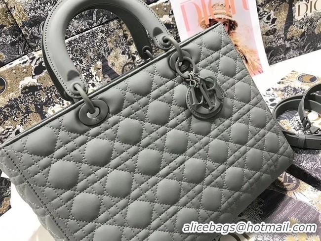 Super Quality LARGE LADY DIOR BAG Gray Ultramatte Cannage Calfskin M0566SL