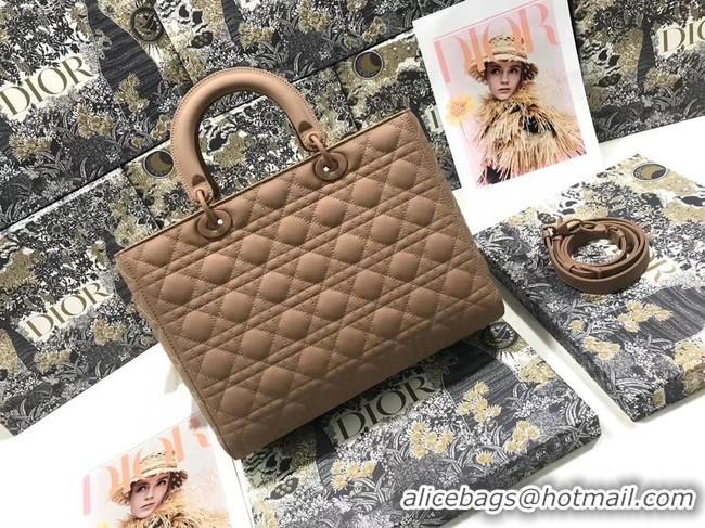 Low Cost LARGE LADY DIOR BAG Blush Ultramatte Cannage Calfskin M0566SL