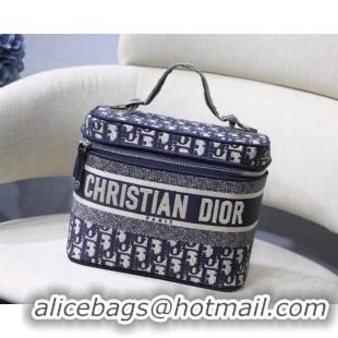 Top Quality DIOR Oblique Jacquard cosmetic bag S5488 Blue