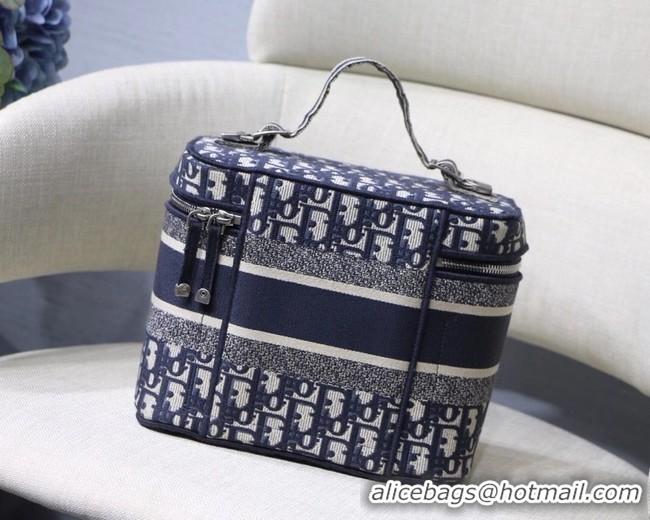 Top Quality DIOR Oblique Jacquard cosmetic bag S5488 Blue