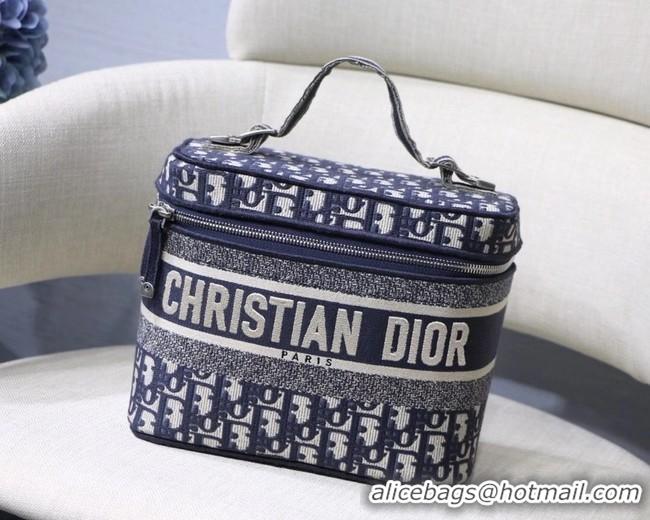 Top Quality DIOR Oblique Jacquard cosmetic bag S5488 Blue