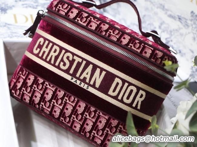 Low Price DIOR Oblique Jacquard cosmetic bag S5488 Burgundy