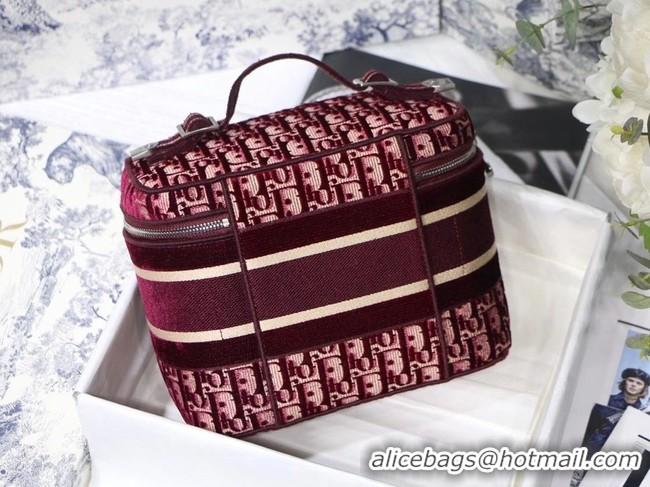 Low Price DIOR Oblique Jacquard cosmetic bag S5488 Burgundy