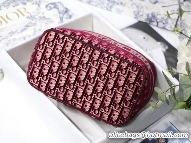 Low Price DIOR Oblique Jacquard cosmetic bag S5488 Burgundy