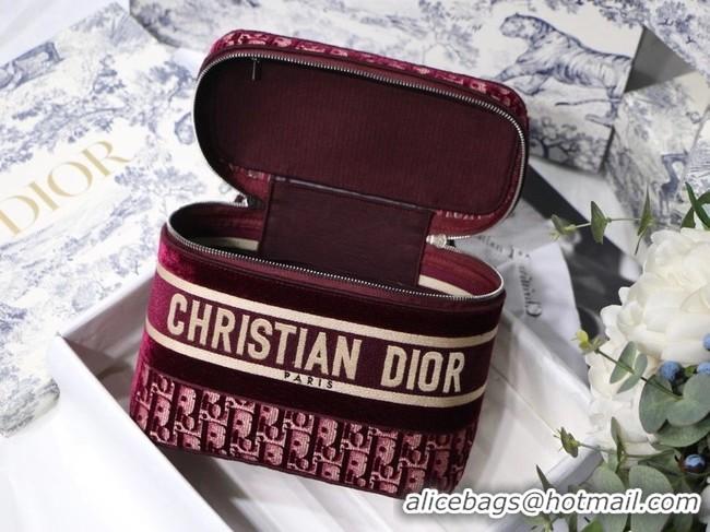 Low Price DIOR Oblique Jacquard cosmetic bag S5488 Burgundy