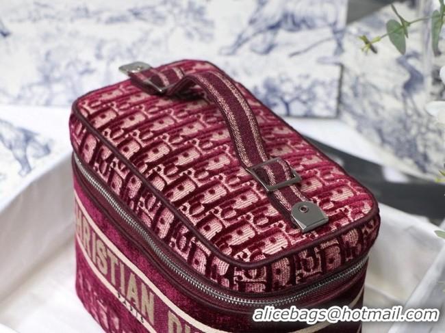 Low Price DIOR Oblique Jacquard cosmetic bag S5488 Burgundy