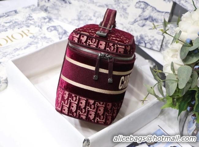 Low Price DIOR Oblique Jacquard cosmetic bag S5488 Burgundy