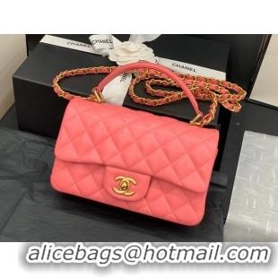 Inexpensive Chanel small tote bag Sheepskin & Gold-Tone Metal AS8816 pink