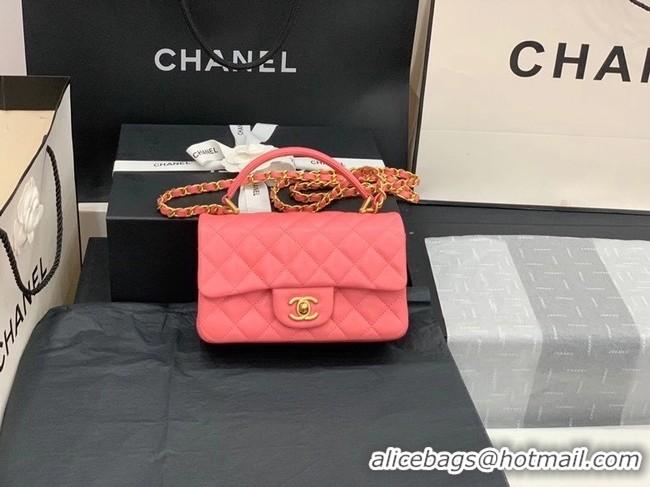 Inexpensive Chanel small tote bag Sheepskin & Gold-Tone Metal AS8816 pink