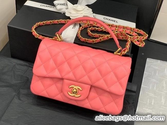 Inexpensive Chanel small tote bag Sheepskin & Gold-Tone Metal AS8816 pink