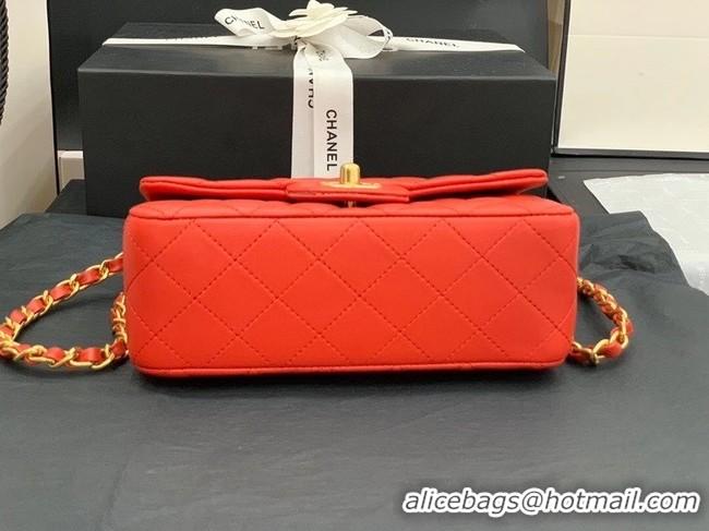 High Quality Chanel small tote bag Sheepskin & Gold-Tone Metal AS8816 red