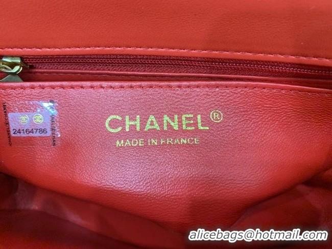 High Quality Chanel small tote bag Sheepskin & Gold-Tone Metal AS8816 red