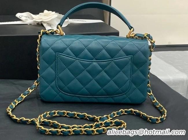 Discount Fashion Chanel small tote bag Sheepskin & Gold-Tone Metal AS8816 blue