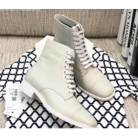 Luxury Chanel Calfskin Lace-up Short Boots 92243 White