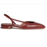 AAAAA Discount Chanel Classic Calfskin Slingbacks G31319 Brown