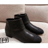 Best Price Chanel Calfskin Flodover Shoer Boots 92714 Black