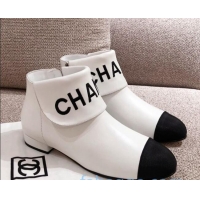 Best Product Chanel Calfskin Flodover Shoer Boots 92714 White