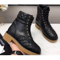 Low Price Chanel Quilted Lambskin Short Boots 12001 Black