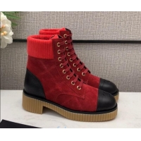 Purchase Chanel Quilted Suede Short Boots 12006 Red