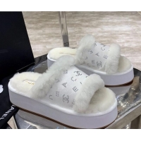 Affordable Price Chanel Crystal CC Platform Sandals 22058 White