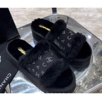 Good Quality Chanel Crystal CC Platform Sandals 22058 Black