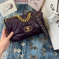 Buy Cheapest Chanel 19 flap bag AS1160 deep purple