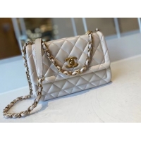 Pretty Style Chanel flap bag Calfskin & Gold-Tone Metal AS2055 white