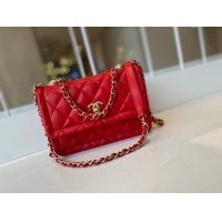 Good Looking Chanel flap bag Calfskin & Gold-Tone Metal AS2055 red