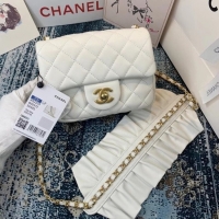 Super Quality Chanel small flap bag Lambskin & Gold-Tone Metal AS2203 White