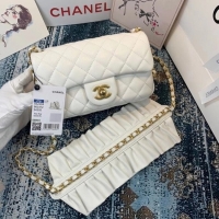 Buy Inexpensive Chanel small flap bag Lambskin & Gold-Tone Metal AS2204 white