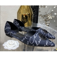 Duplicate Chanel Vintage Signature Silk Flat Ballerinas with Circle CC Charm 20101904 Navy Blue 2020