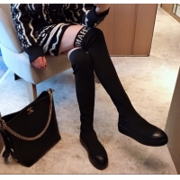 Good Quality Chanel Knit Sock Over-Knee Flat High Boots Black/White 2020