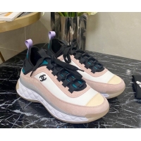 Top Grade Chanel Suede Sneakers G35617 01 Beige/Pink 2020