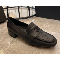 Stylish Chanel Quilted Calfskin Matte Flat Loafers 02155 All Black 2020