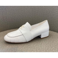 Grade Quality Chanel Quilted Calfskin Matte Flat Mules 102156 All White