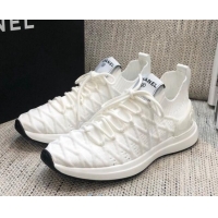 Shop Duplicate Chanel Quilted Knit Wool Sneakers 02167 White 2020