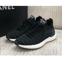 Top Quality Chanel Quilted Knit Wool Sneakers 02167 Black 2020