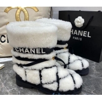 Best Quality Chanel Quilted Ties Wool Short Boots 20102204 White 2020