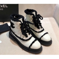 Best Product Chanel Leather Cashmere Short Boots 20102205 White 2020