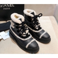 Charming Chanel Leather Cashmere Short Boots 20102206 Black 2020