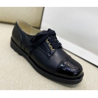 Good Taste Chanel Vintage Lambskin Lace-ups Brogue Shoes 02234 Black 2020