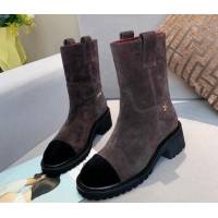 Low Price Chanel Suede Short Ankle Boots with Double Straps G36749 Brown 2020