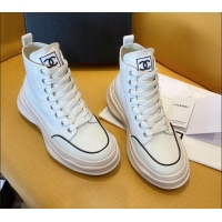 Unique Grade Chanel Vintage Canvas High-Top Sneakers White 20102303 2020