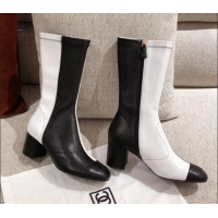 Low Cost Chanel Heel High Boots in Black and White Patchwork Lambskin 102448