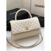 Unique Style Chanel flap bag with top handle A92991 White