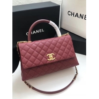 Stylish Promotional Chanel flap bag with Burgundy top handle A92991 Burgundy