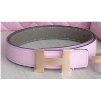 Top Quality Hermes Togo Leather Belt H Buckle H2468 Pink