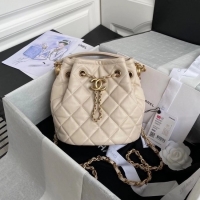 Grade Promotional Chanel Drawstring Sheepskin bag AS2057 Beige