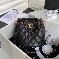 Famous Brand Chanel Drawstring Sheepskin bag AS2057 black